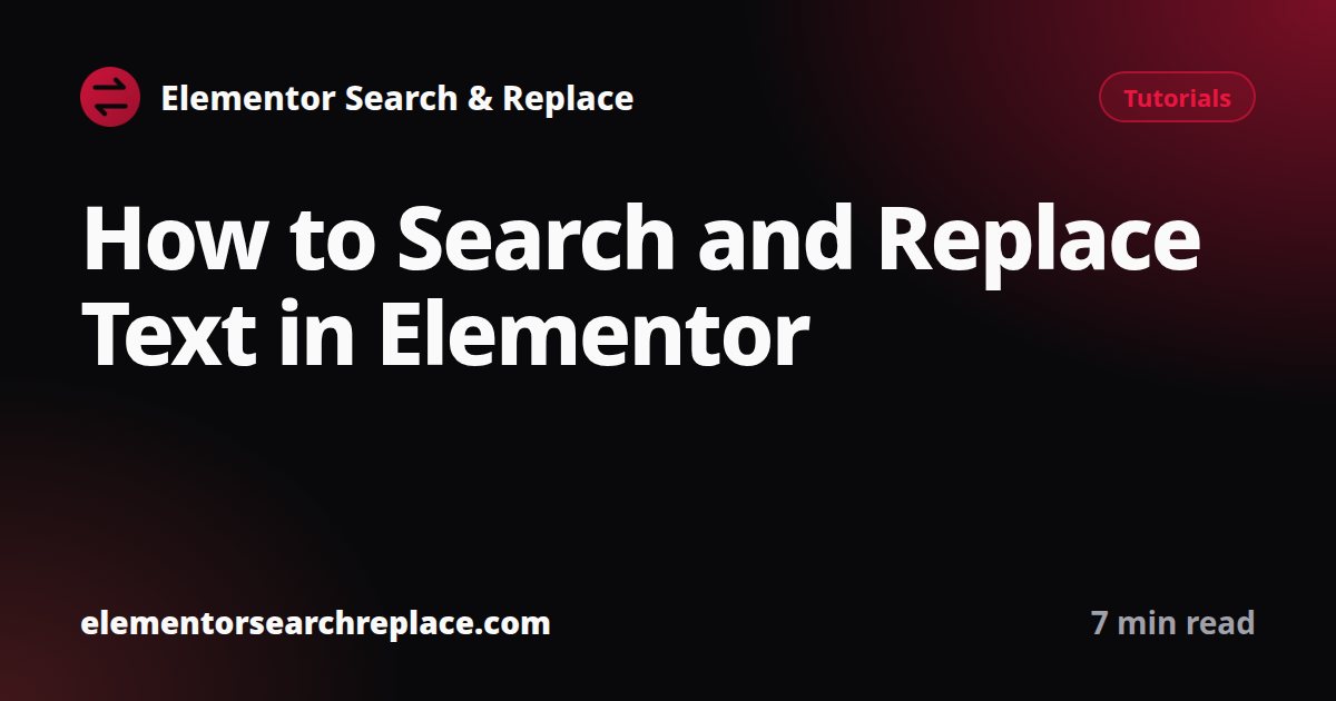 How to Search and Replace Text in Elementor